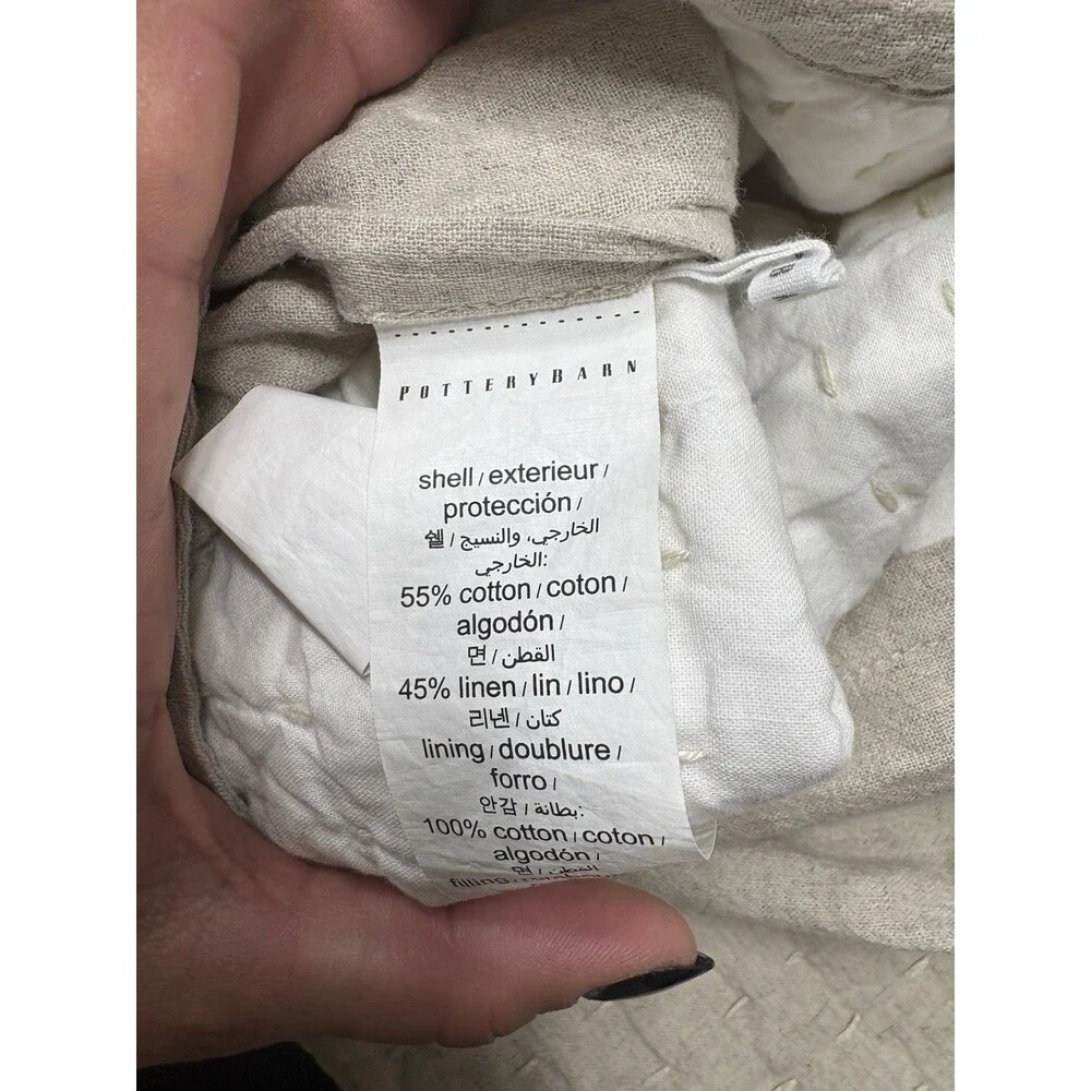 Pottery Barn Beige Pick Stitch Euro Shams